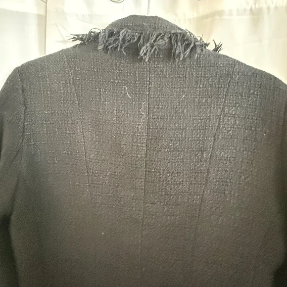 Serena Kay Paris Black Tweed Fringe Blazer | French Bouclé Jacket | Size 36/4-6 - Picture 9 of 11